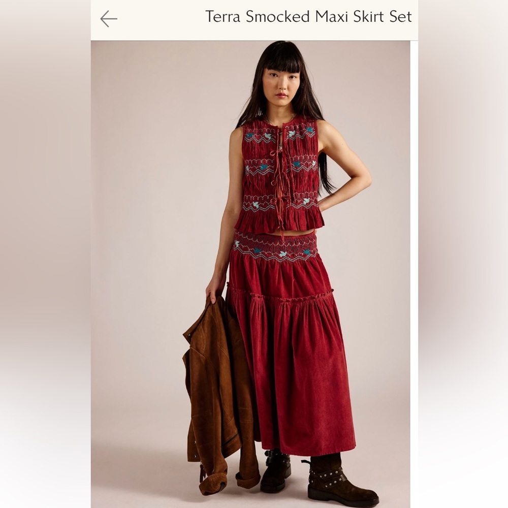Free People Terra Smocked Set M BNWT